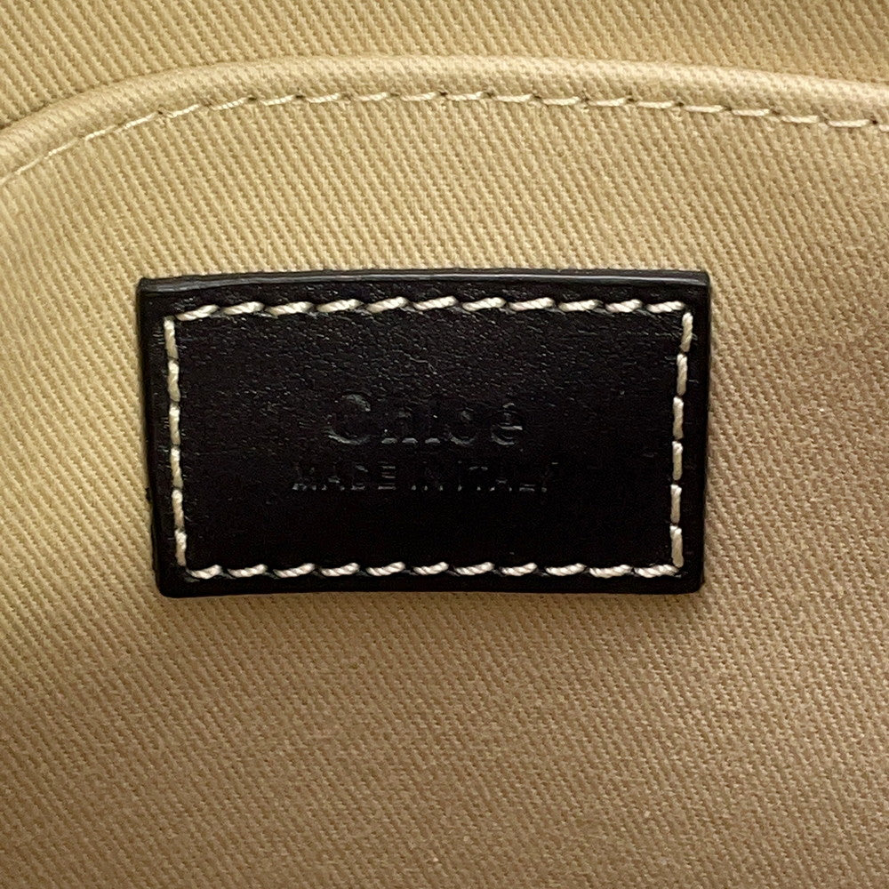 Chloe Woody 2WAY Tote Bag Beige/Black Canvas Size Small