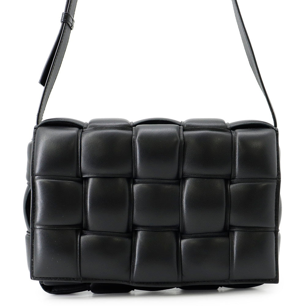 Bottega Veneta Maxi INTRECCIATO Paddet Cassette Shoulder Bag Black591970 Leather