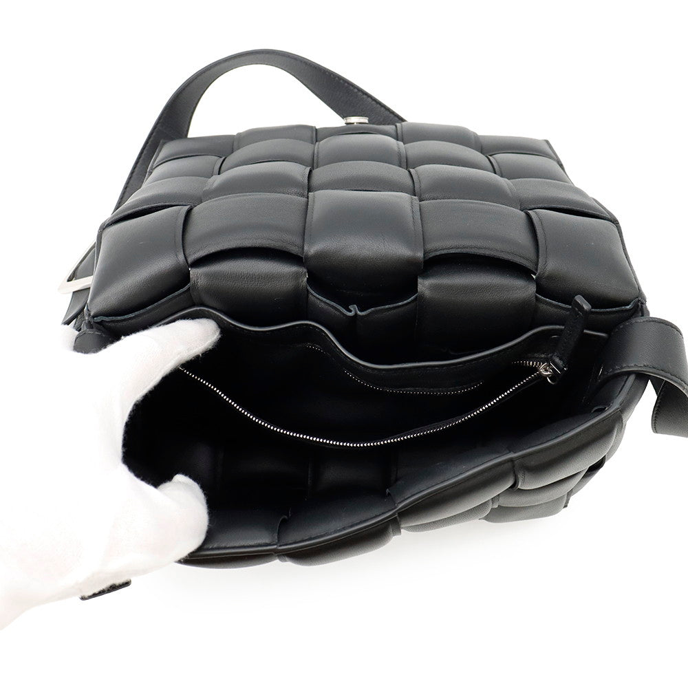 Bottega Veneta Maxi INTRECCIATO Paddet Cassette Shoulder Bag Black591970 Leather