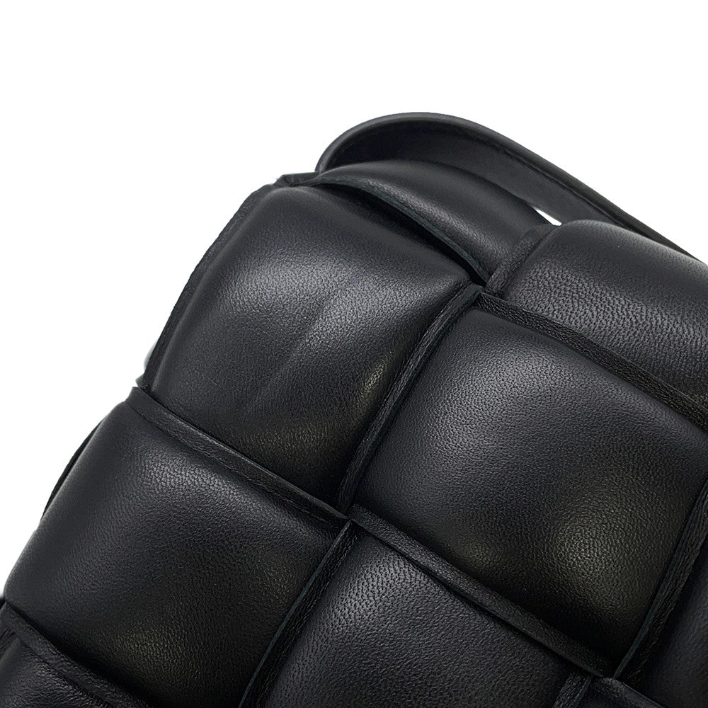 Bottega Veneta Maxi INTRECCIATO Paddet Cassette Shoulder Bag Black591970 Leather