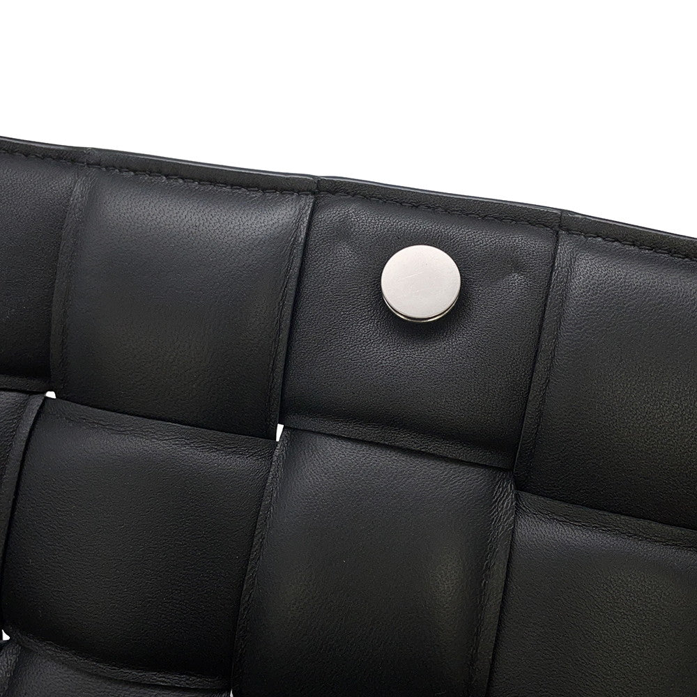 Bottega Veneta Maxi INTRECCIATO Paddet Cassette Shoulder Bag Black591970 Leather