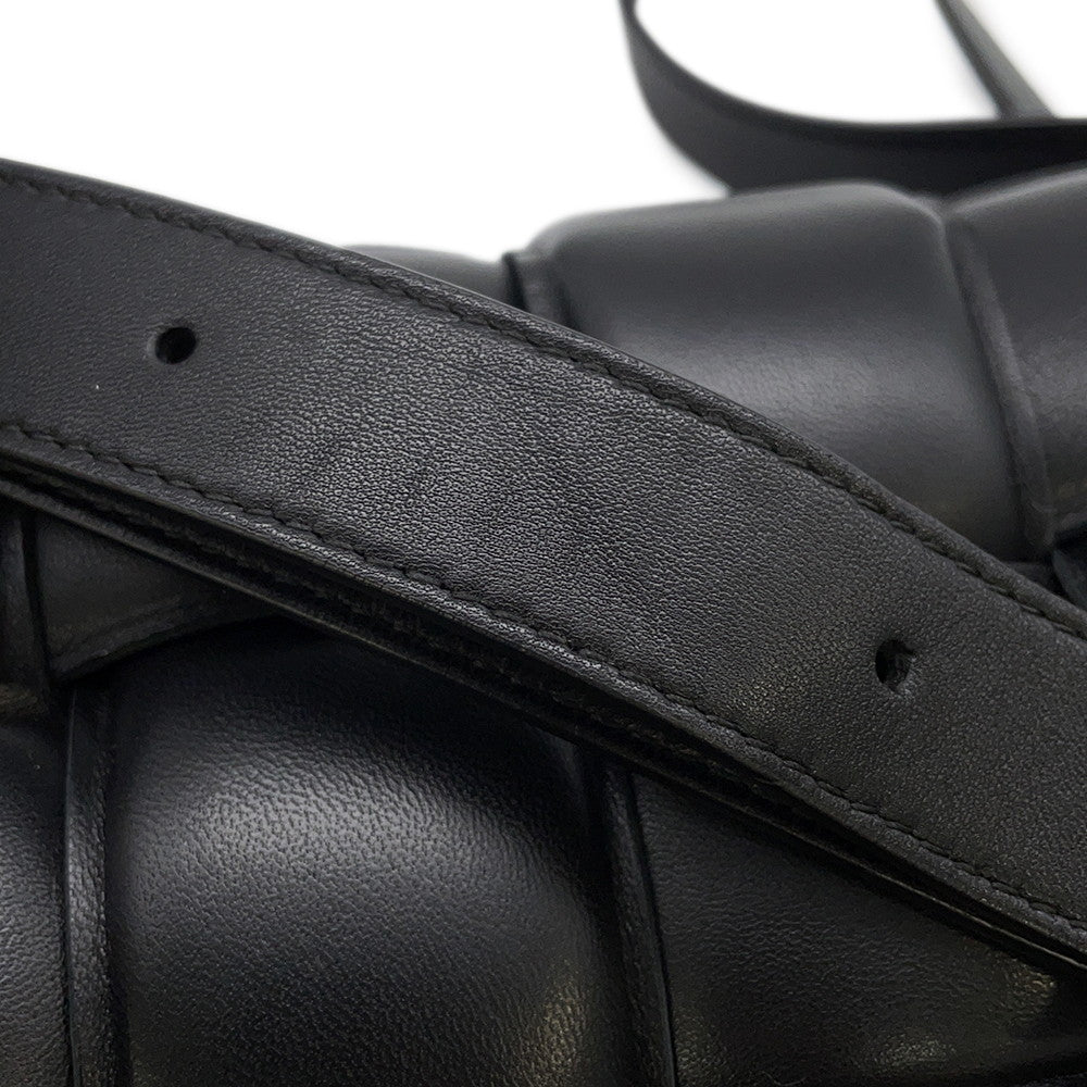 Bottega Veneta Maxi INTRECCIATO Paddet Cassette Shoulder Bag Black591970 Leather
