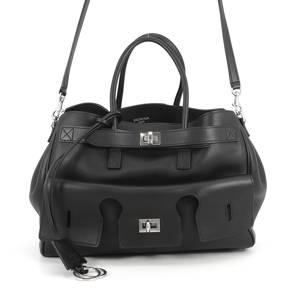 BALENCIAGA Bel Air Carryall Black812545 Leather Size Medium