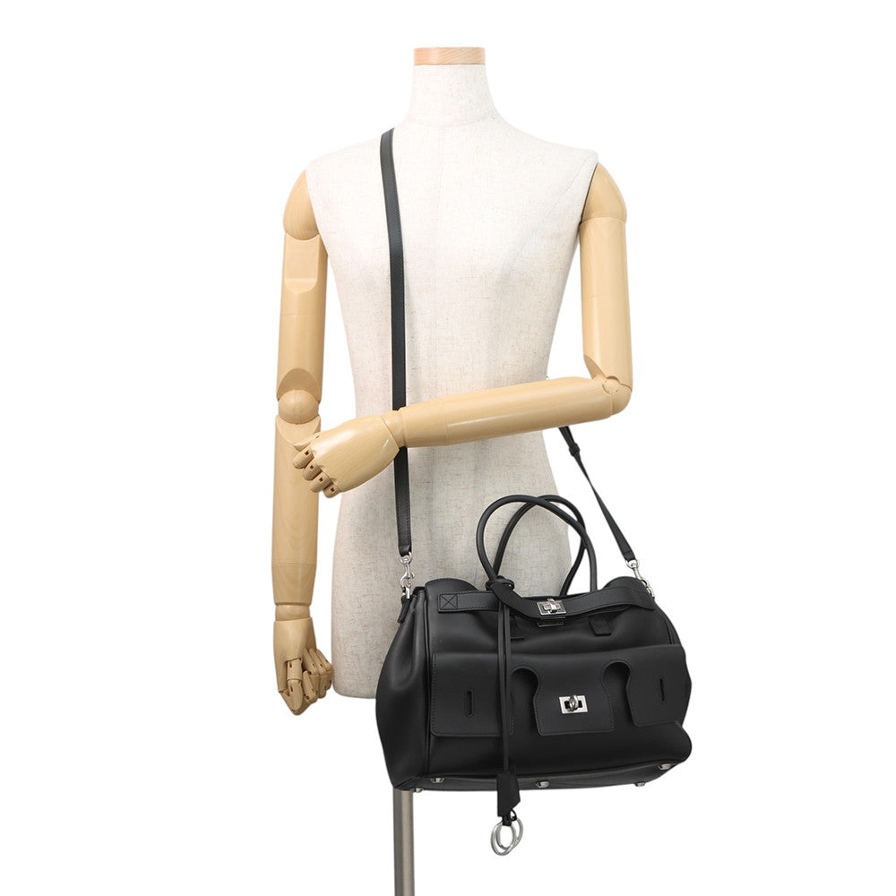 BALENCIAGA Bel Air Carryall Black812545 Leather Size Medium