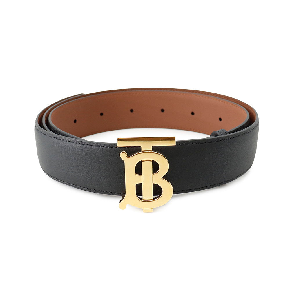 BURBERRY TB Logo Belt Size S Black8046538 Leather