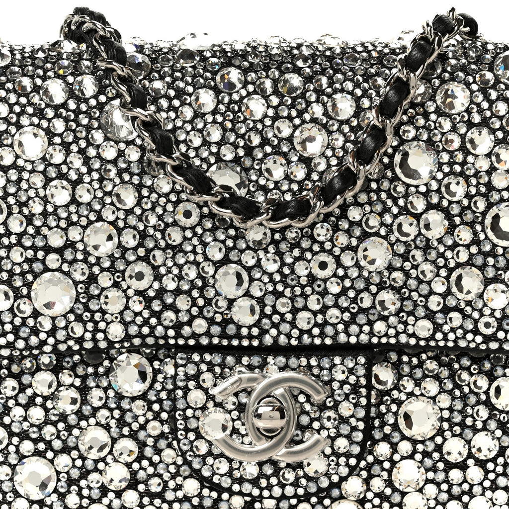 Satin Strass Mini Flap Silvery Black