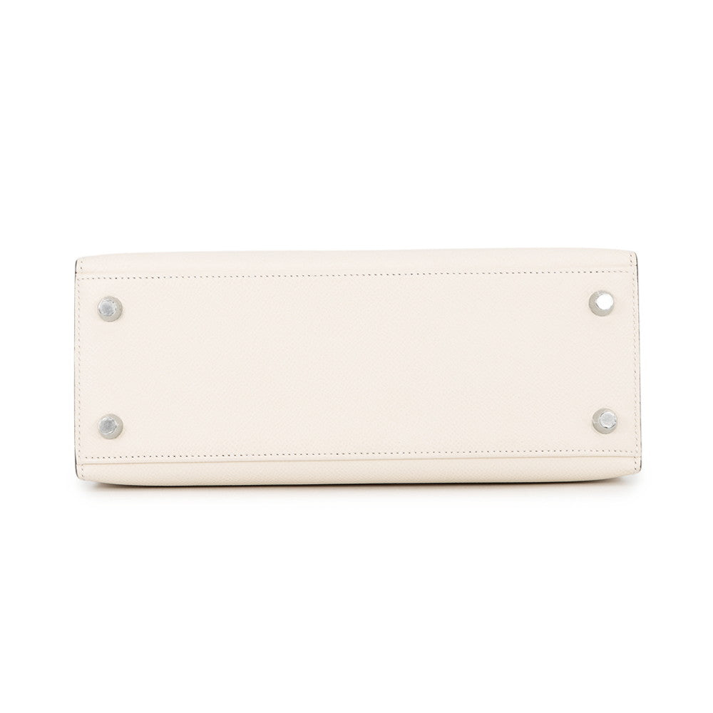 HERMES Kelly Sellier tricolor Nata / Jaune Poussin / Sesame Epsom Size 25