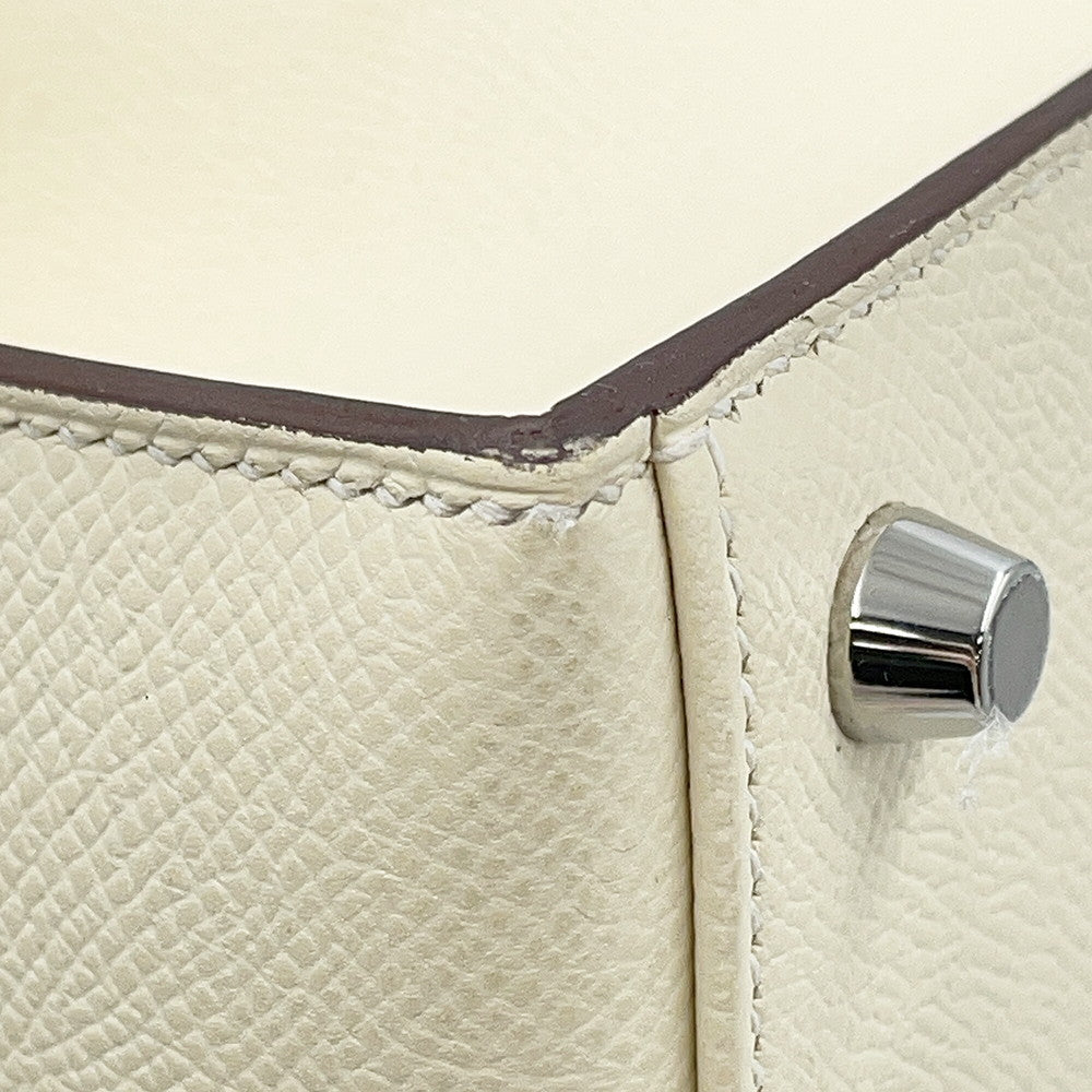 HERMES Kelly Sellier tricolor Nata / Jaune Poussin / Sesame Epsom Size 25