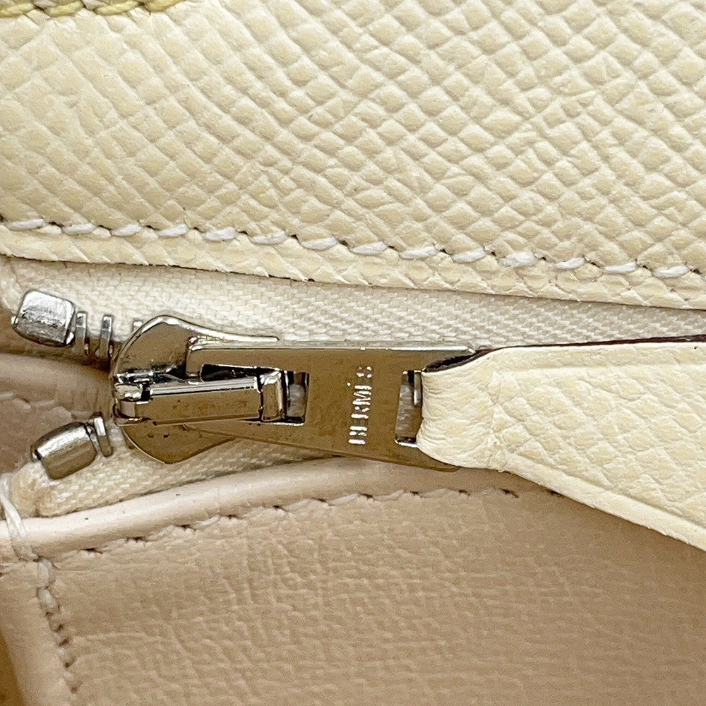 HERMES Kelly Sellier tricolor Nata / Jaune Poussin / Sesame Epsom Size 25