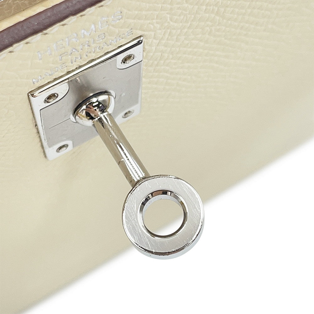 HERMES Kelly Sellier tricolor Nata / Jaune Poussin / Sesame Epsom Size 25