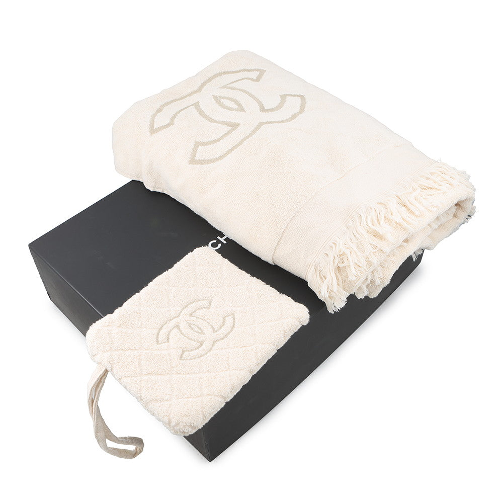 CHANEL Beach bag 3-piece set IvoryAA8042 Cotton100%