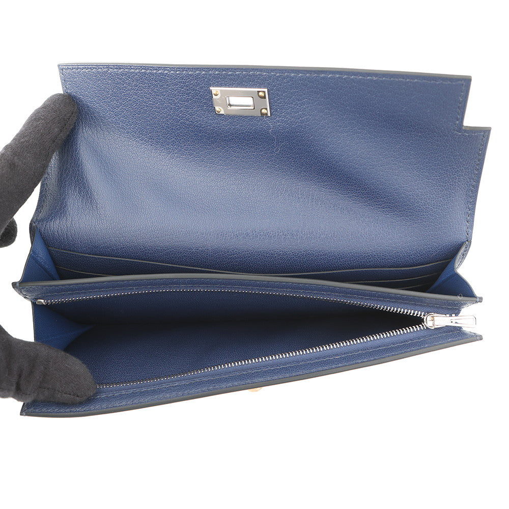 HERMES Kelly Pocket Long Blue Saphir Chevre Shamqila
