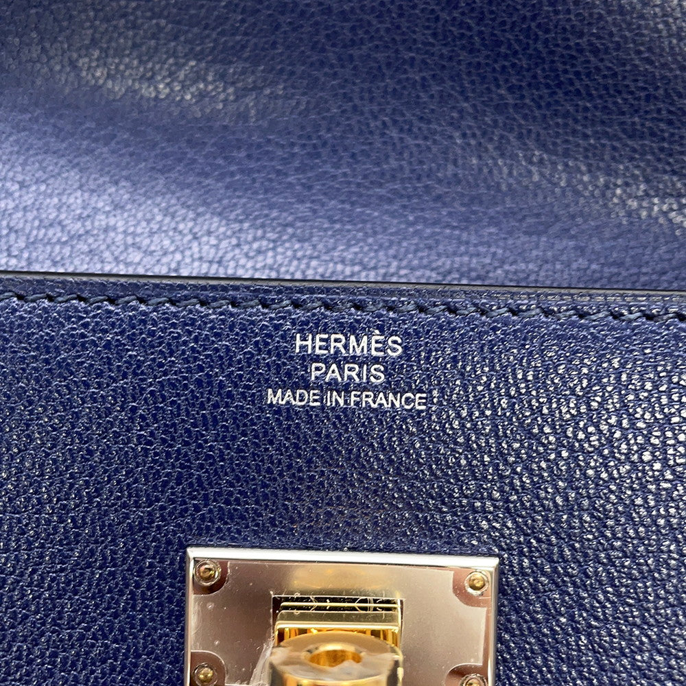 HERMES Kelly Pocket Long Blue Saphir Chevre Shamqila