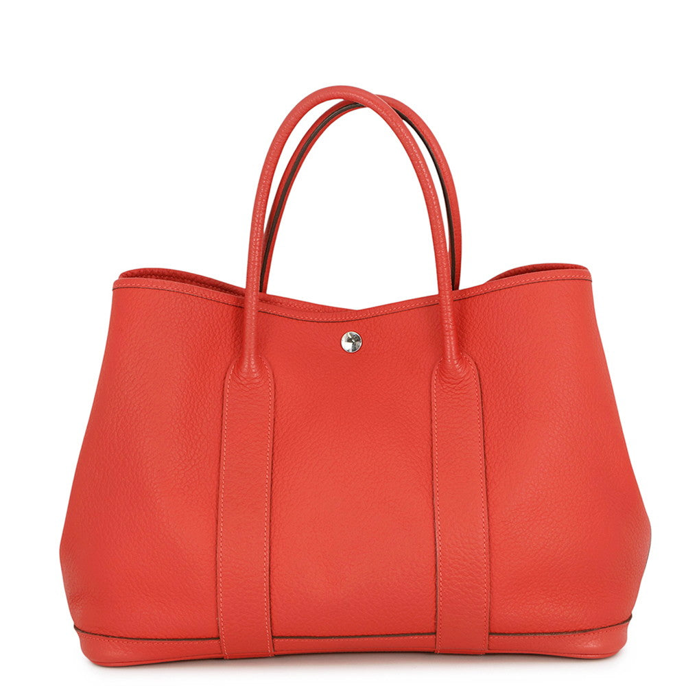 HERMES Garden Party Rouge Pivoine Negonda Leather Size PM