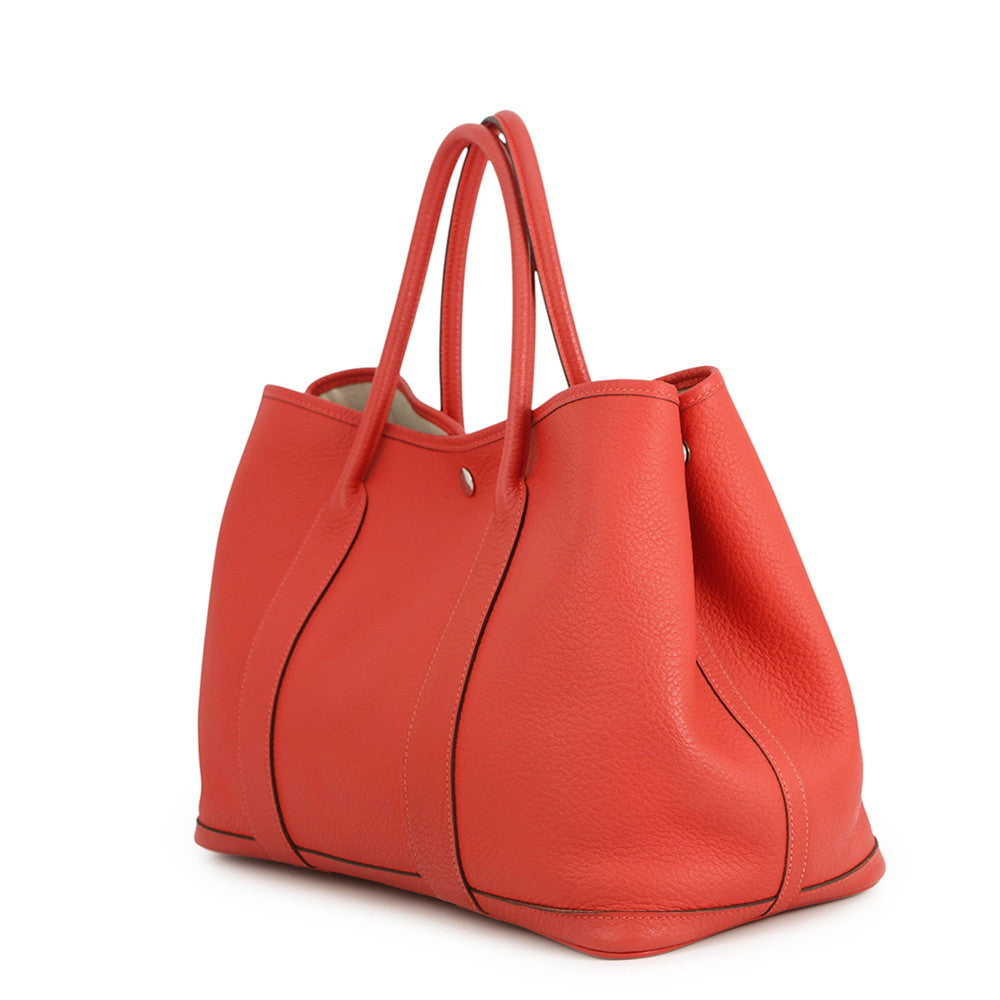 HERMES Garden Party Rouge Pivoine Negonda Leather Size PM