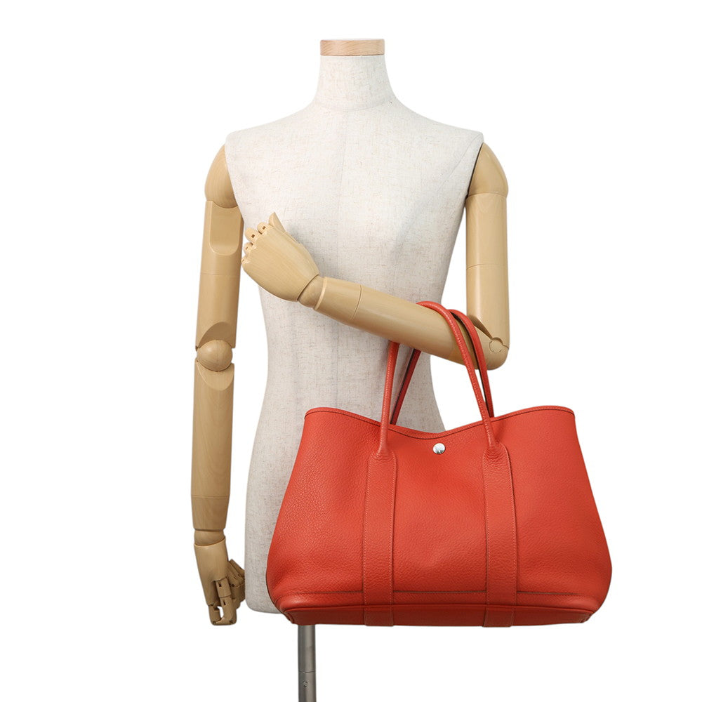 HERMES Garden Party Rouge Pivoine Negonda Leather Size PM