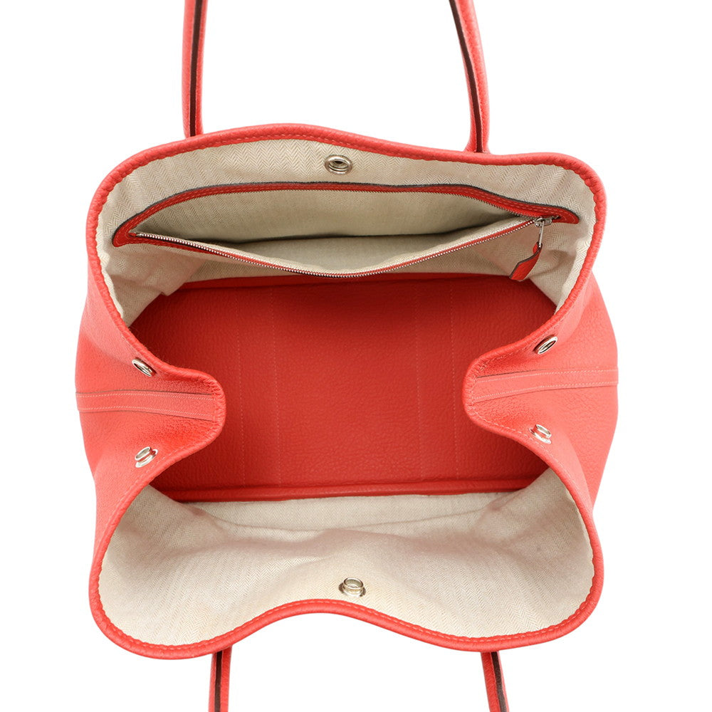 HERMES Garden Party Rouge Pivoine Negonda Leather Size PM