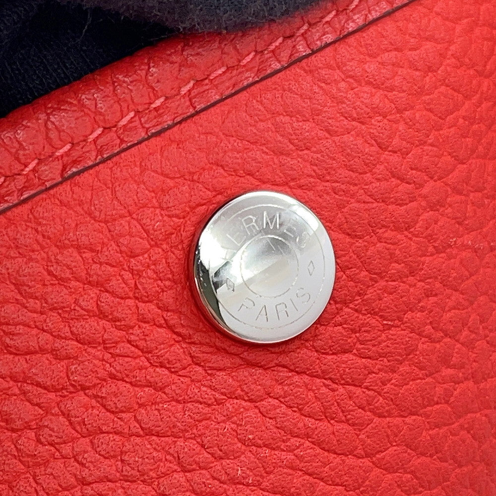 HERMES Garden Party Rouge Pivoine Negonda Leather Size PM