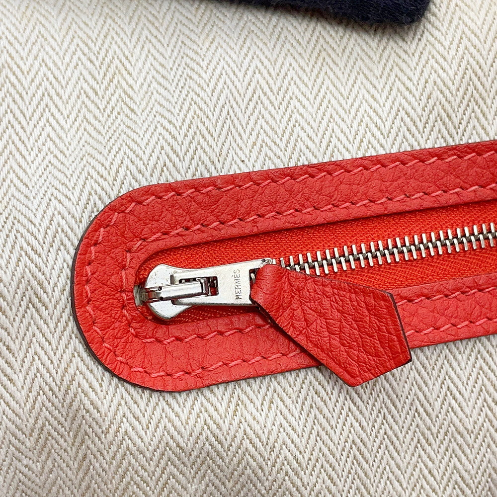 HERMES Garden Party Rouge Pivoine Negonda Leather Size PM