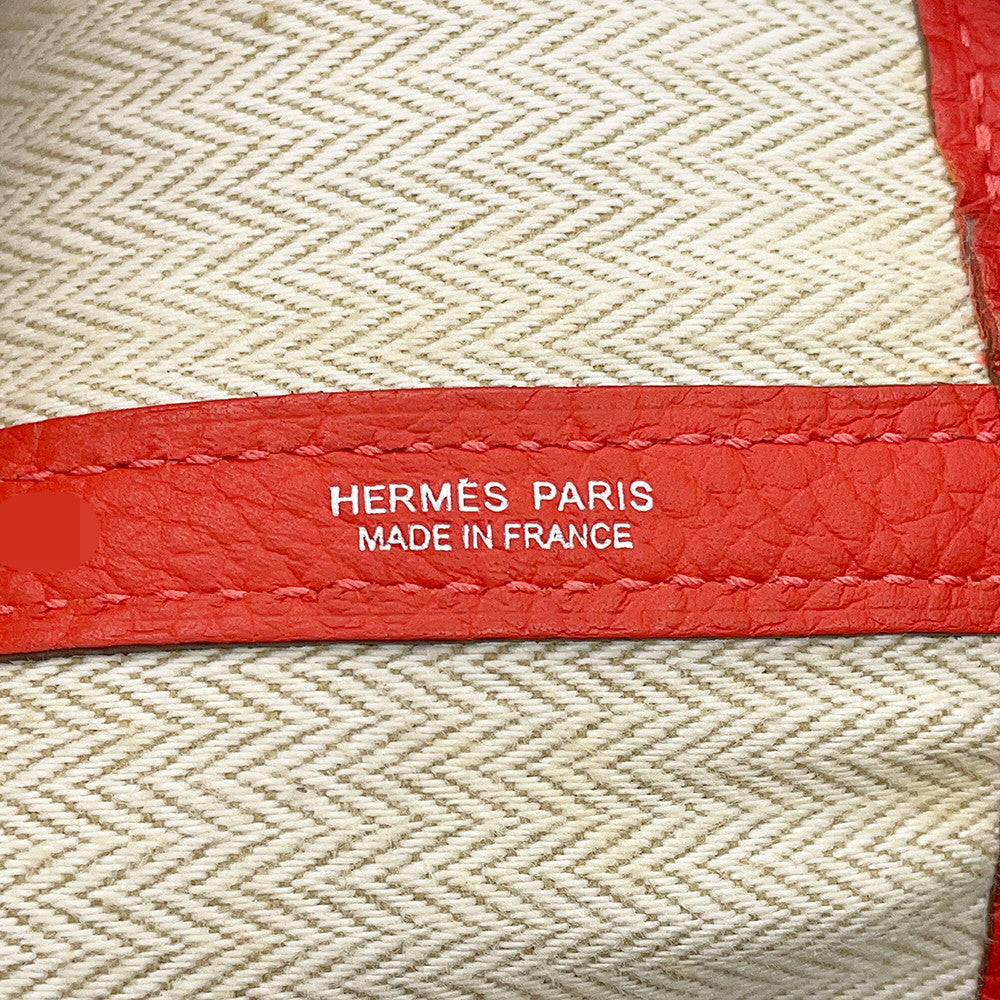 HERMES Garden Party Rouge Pivoine Negonda Leather Size PM