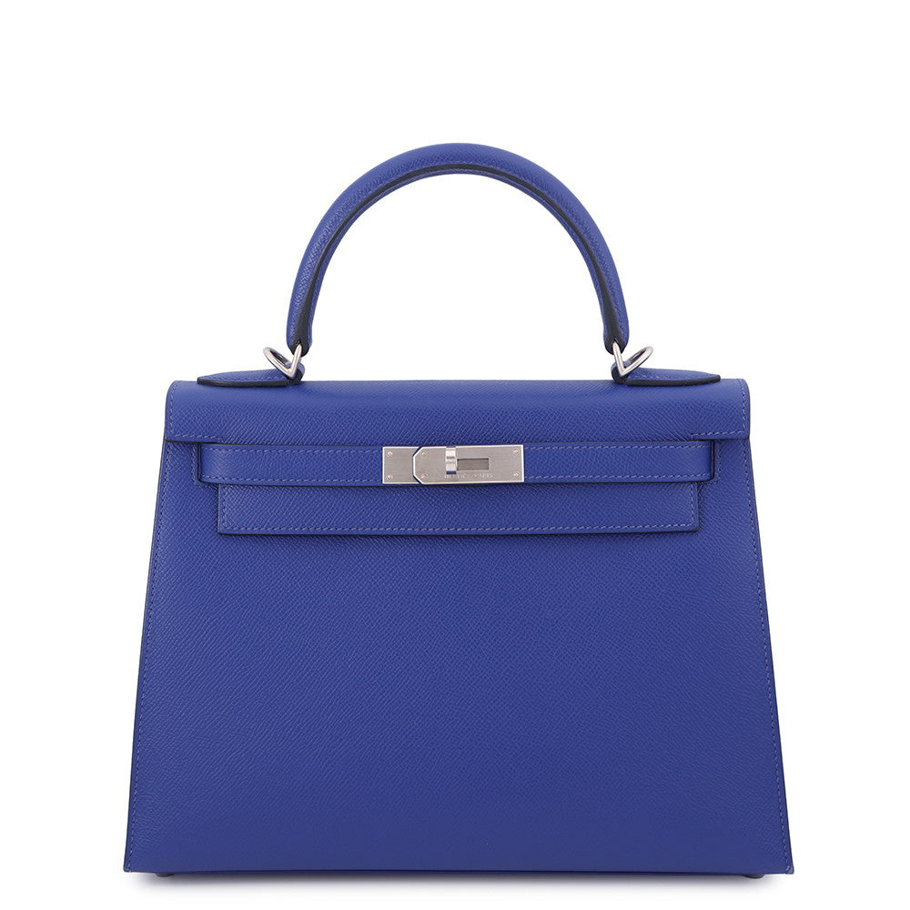 HERMES Kelly Sellier Blue Electric Epsom Size 28