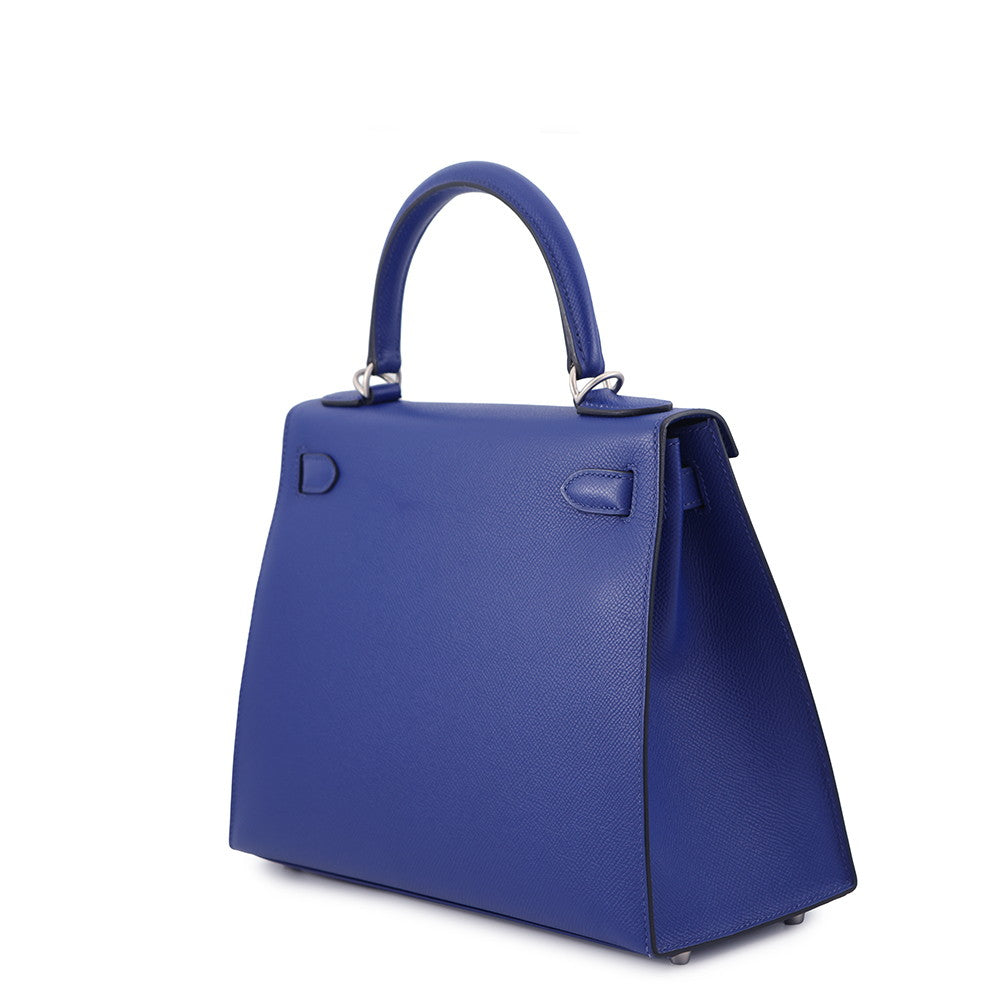 HERMES Kelly Sellier Blue Electric Epsom Size 28