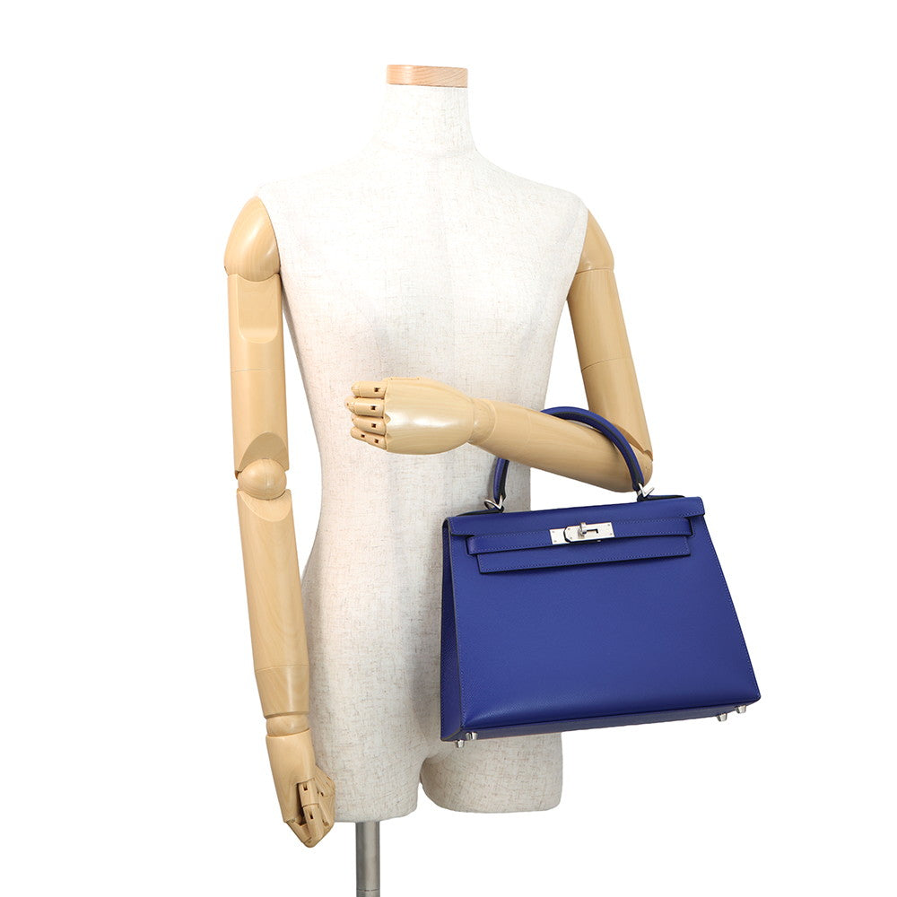 HERMES Kelly Sellier Blue Electric Epsom Size 28