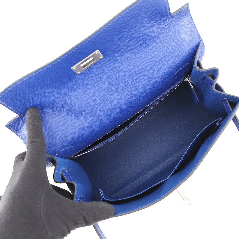 HERMES Kelly Sellier Blue Electric Epsom Size 28
