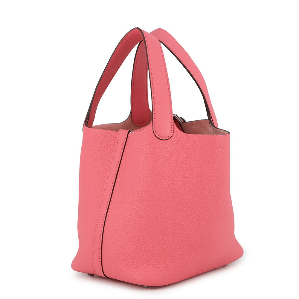 HERMES Picotin Lock Rose Azalee Taurillon Clemence Size PM