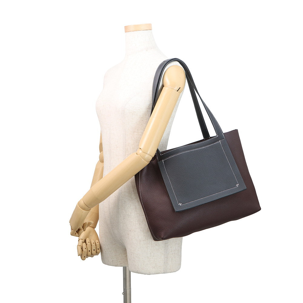HERMES Cabas Sellier RougeSellier/Caban Taurillon Clemence Size 31