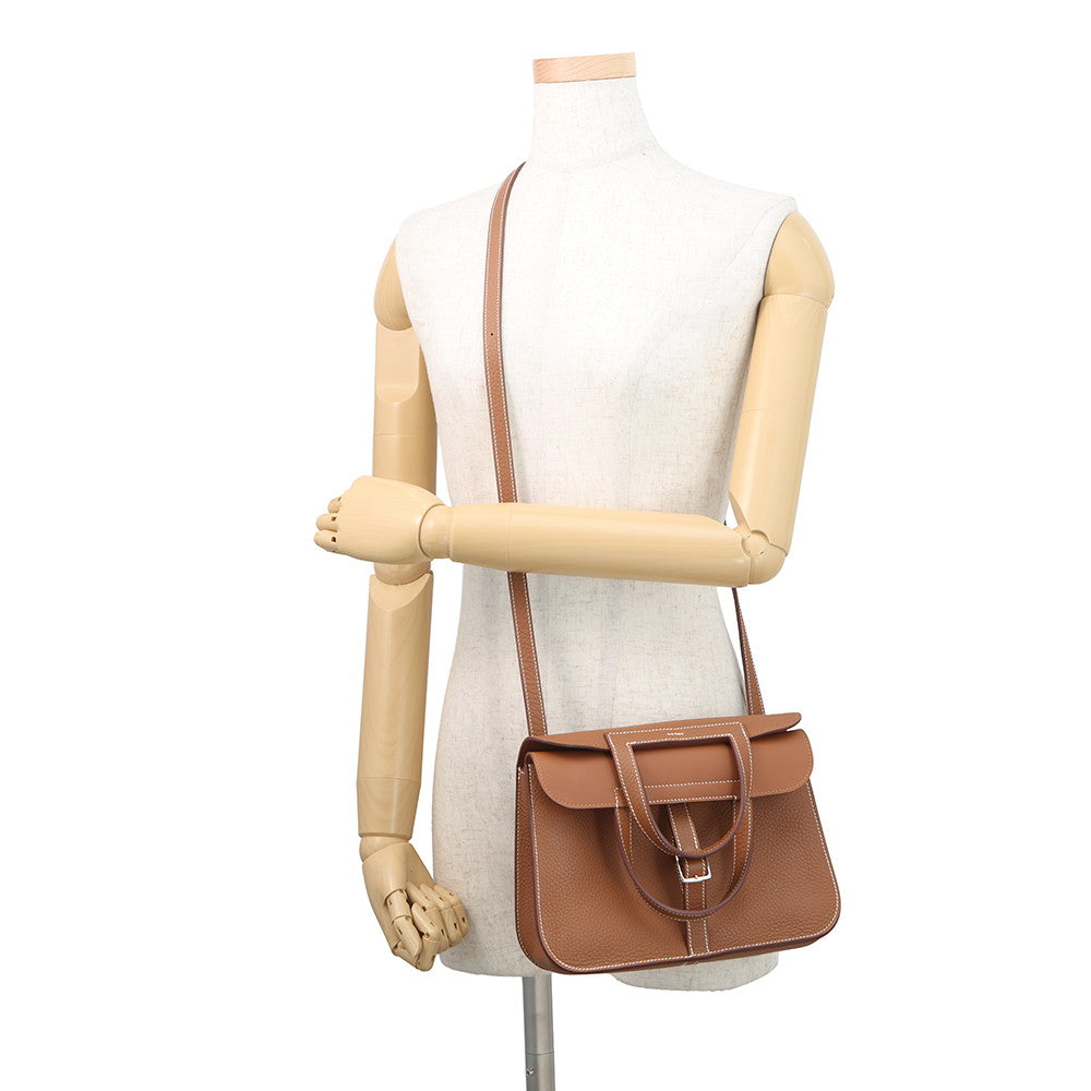HERMES Halzan Gold Taurillon Clemence Size 25