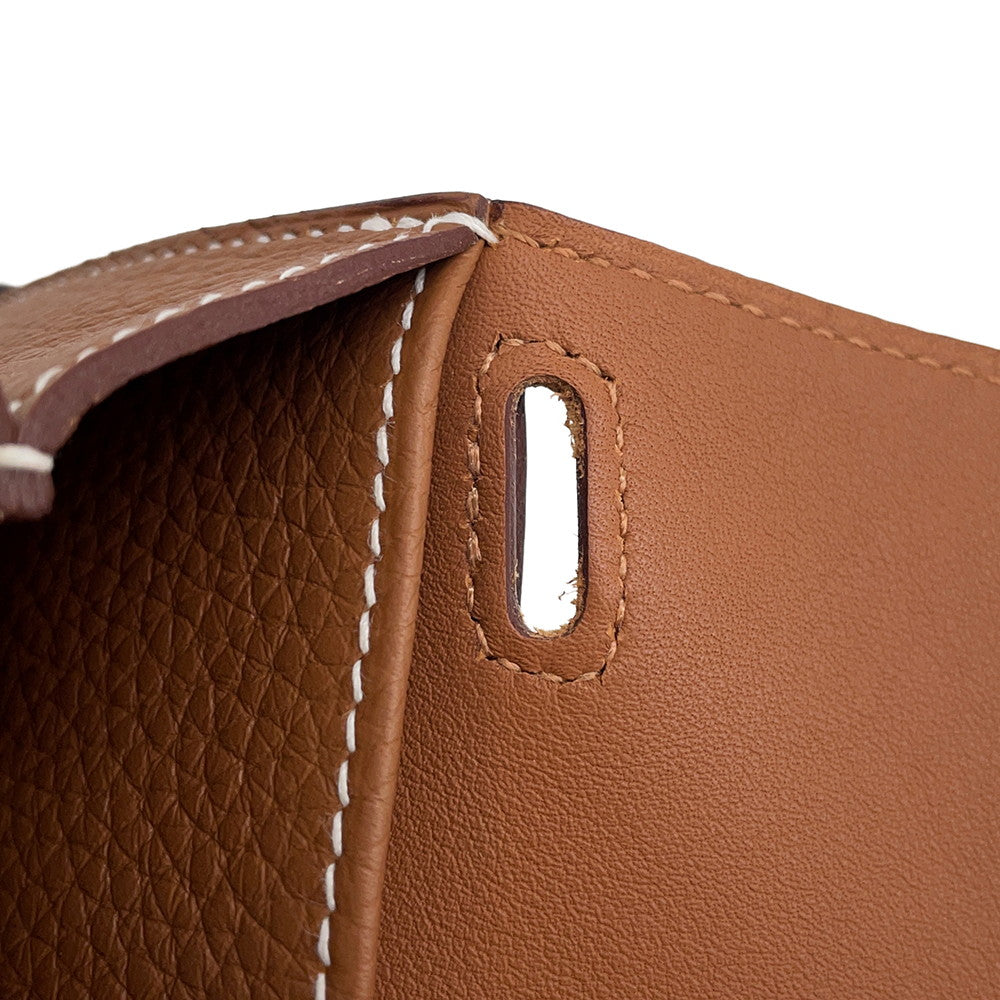 HERMES Halzan Gold Taurillon Clemence Size 25