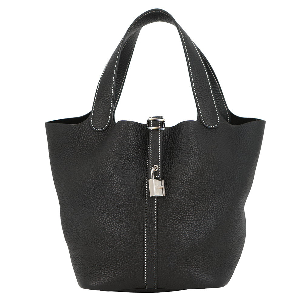 HERMES Picotin Lock Black Taurillon Clemence Size MM
