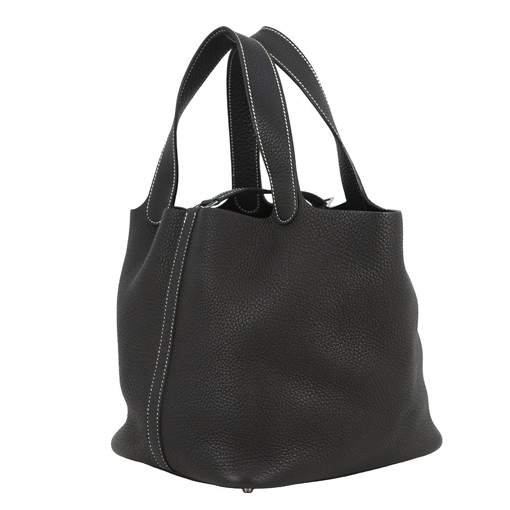 HERMES Picotin Lock Black Taurillon Clemence Size MM