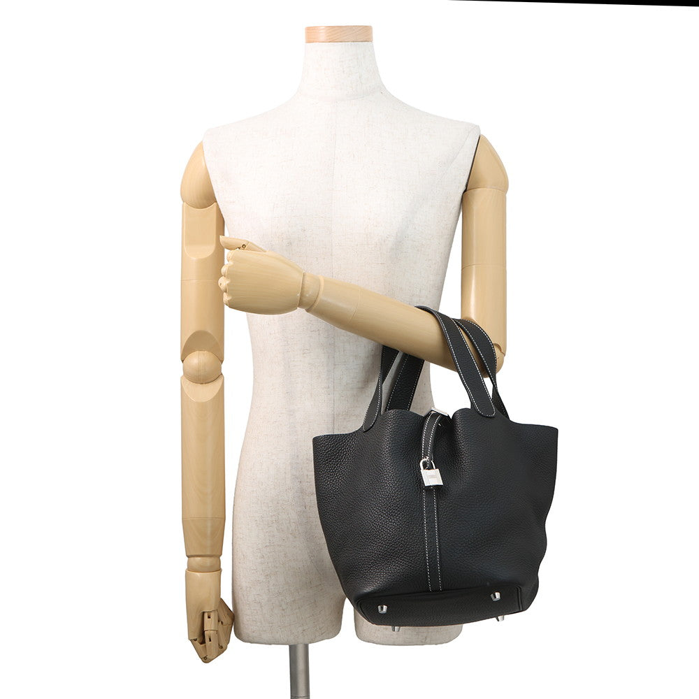 HERMES Picotin Lock Black Taurillon Clemence Size MM