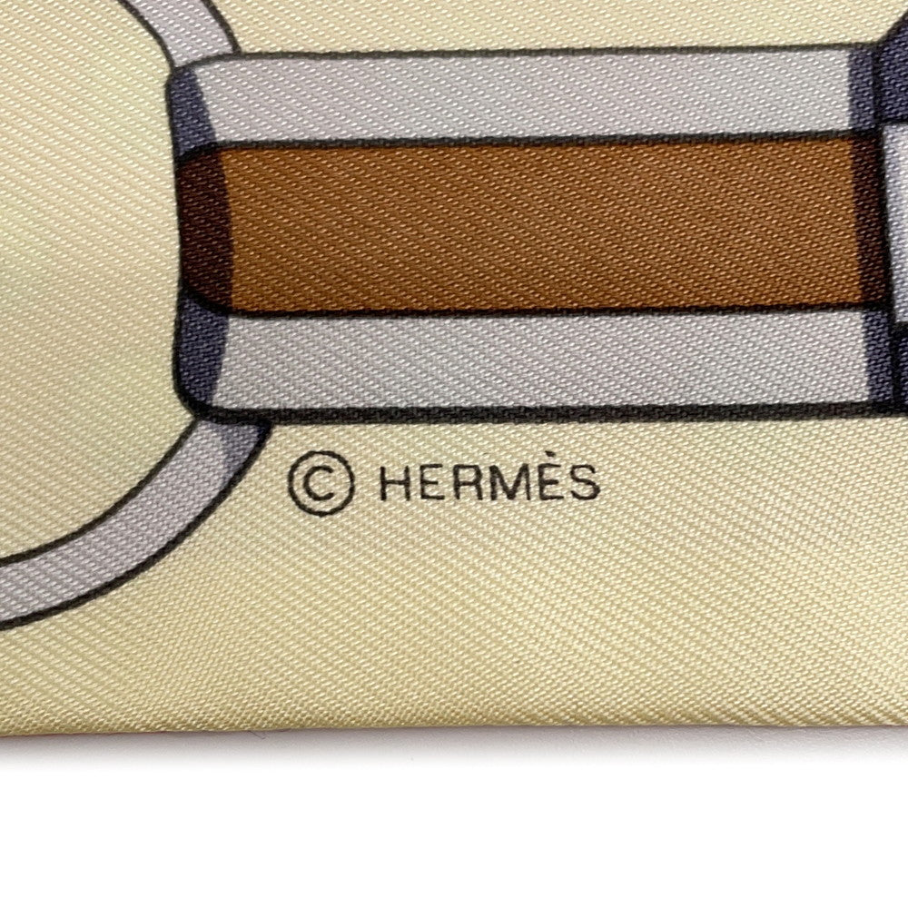HERMES Twilly Grand Tralala Rose Poudre/Jaune Pale/Gris Pearl Silk100%