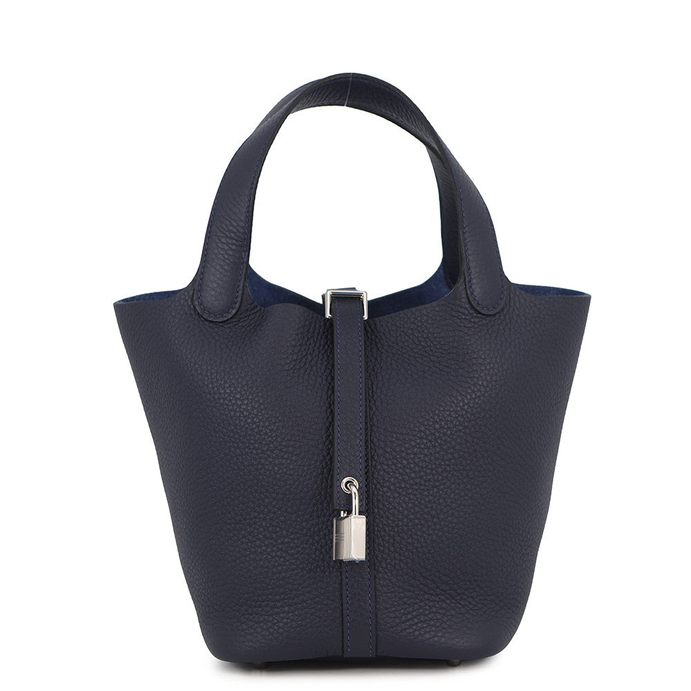 HERMES Picotin Lock Blue Nuit Taurillon Clemence Size PM