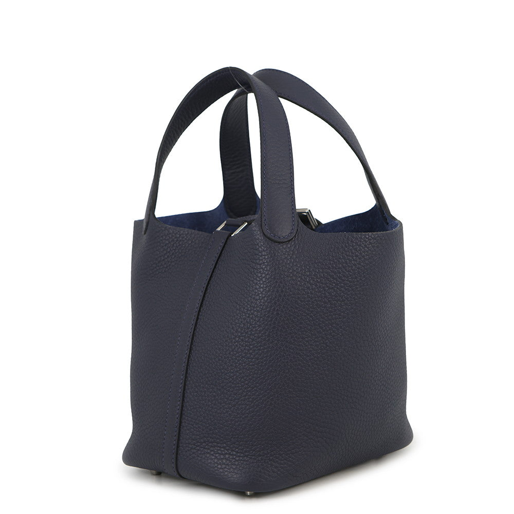 HERMES Picotin Lock Blue Nuit Taurillon Clemence Size PM