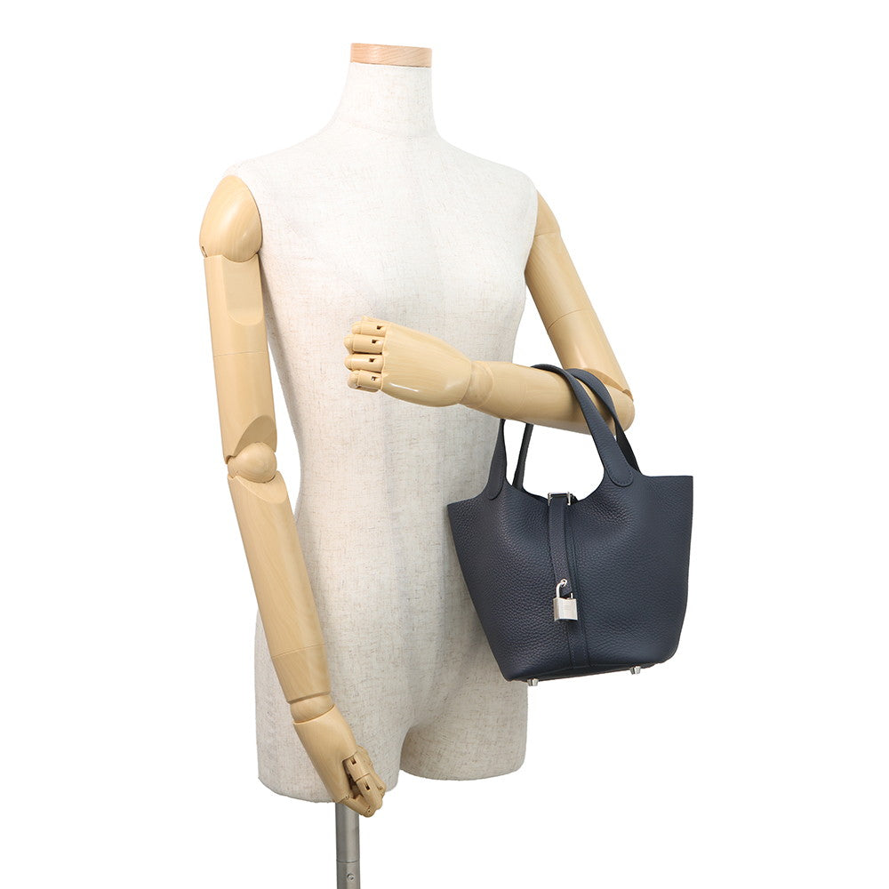 HERMES Picotin Lock Blue Nuit Taurillon Clemence Size PM