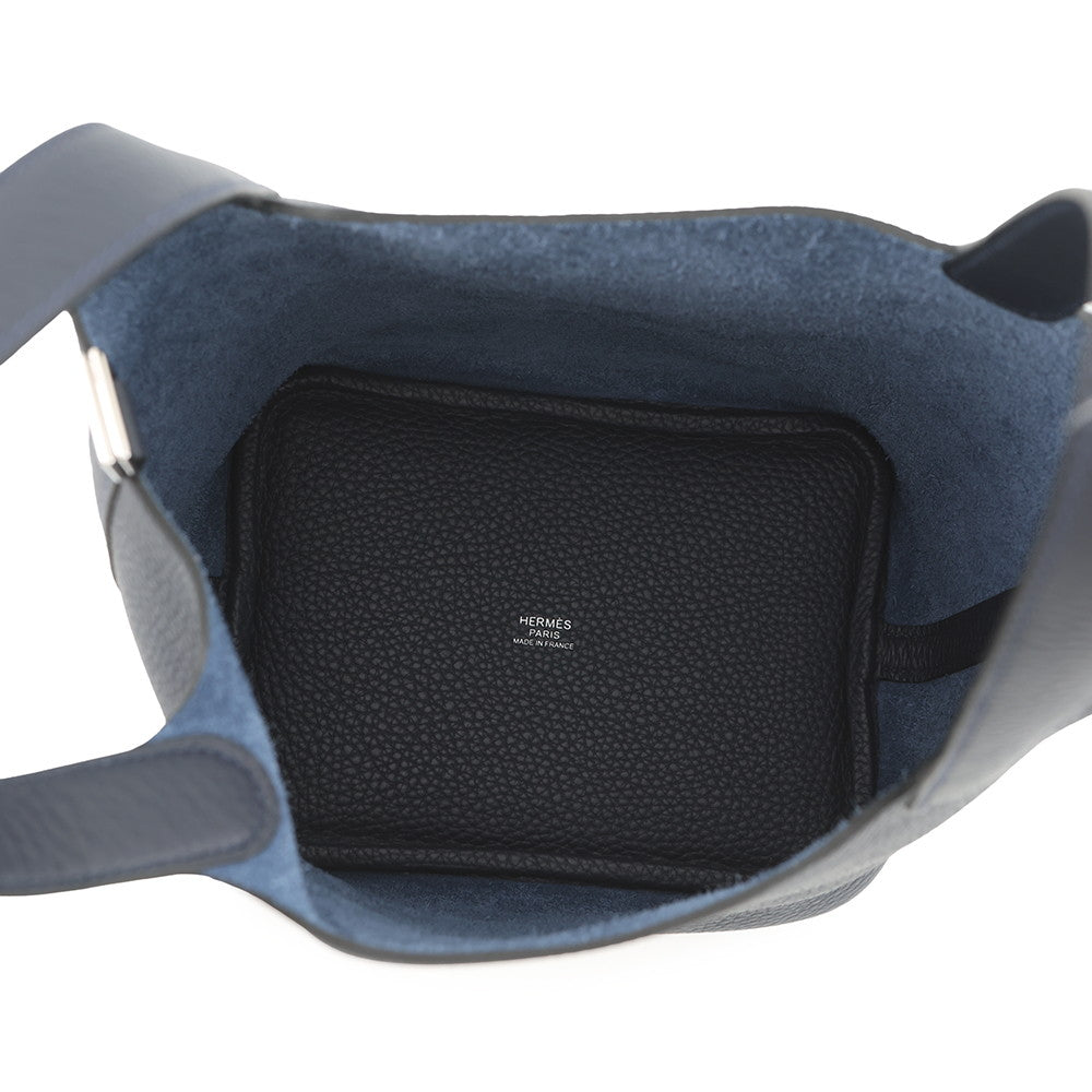 HERMES Picotin Lock Blue Nuit Taurillon Clemence Size PM