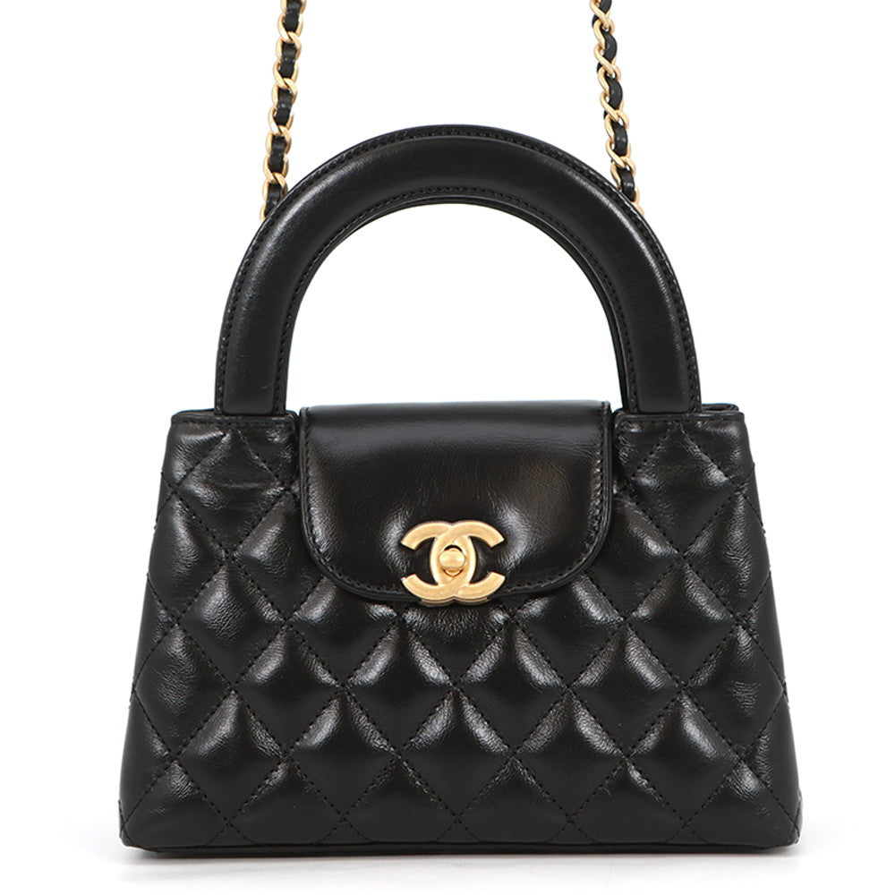 CHANEL Matelasse Mini Shopping Bag BlackAS4416 Shiny Calf Leather