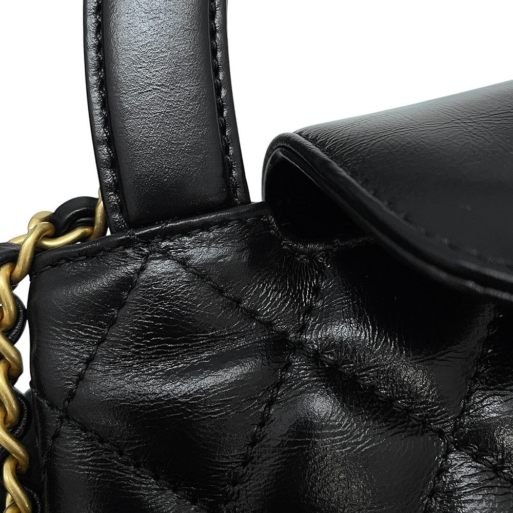 CHANEL Matelasse Mini Shopping Bag BlackAS4416 Shiny Calf Leather