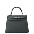 HERMES Kelly Sellier tricolor Vert Mangrove/Vert Almond/Black Epsom Size 25