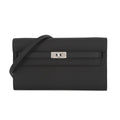 HERMES Kelly wallet long to go Black Epsom