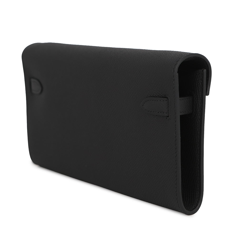 HERMES Kelly wallet long to go Black Epsom
