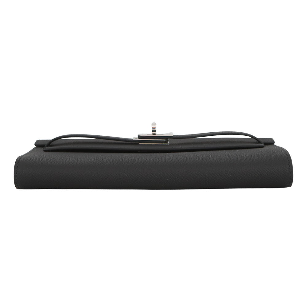 HERMES Kelly wallet long to go Black Epsom