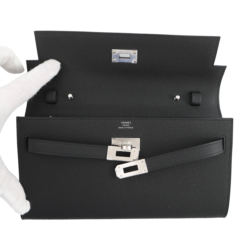 HERMES Kelly wallet long to go Black Epsom