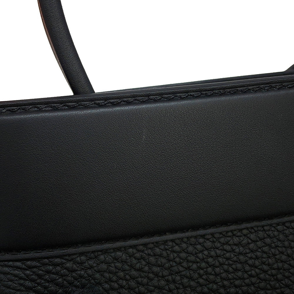 HERMES Medor 2WAY Handbag Black Togo Leather Swift Leather Size 27