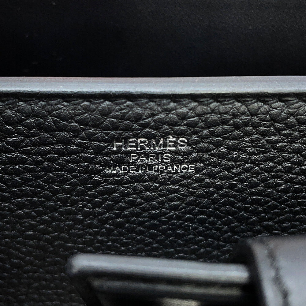 HERMES Medor 2WAY Handbag Black Togo Leather Swift Leather Size 27