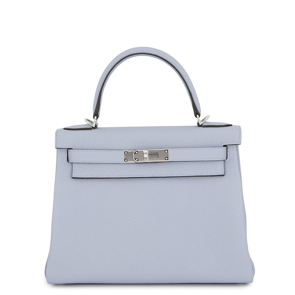 HERMES Kelly Retourne Blue Lin Togo Leather Size 28